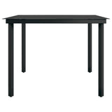 NNEVL Garden Dining Table Black 200x100x74 cm Steel and Glass