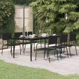 NNEVL Garden Dining Table Black 200x100x74 cm Steel and Glass