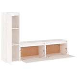 NNEVL TV Cabinets 3 pcs White Solid Wood Pine