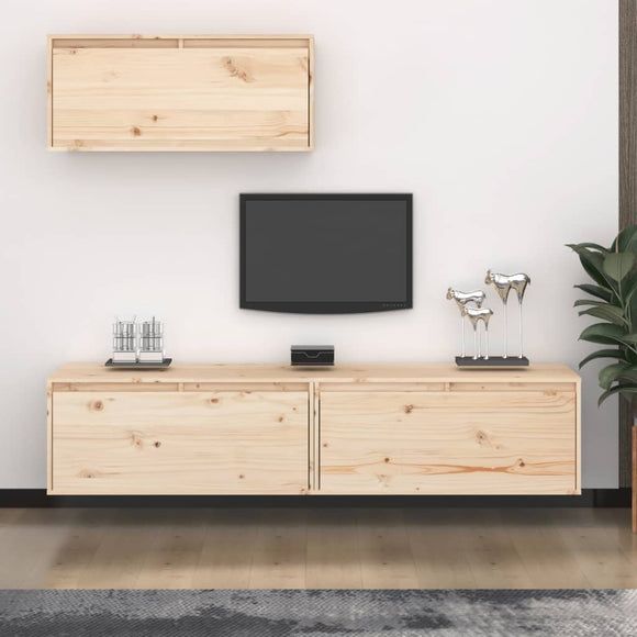 NNEVL TV Cabinets 3 pcs Solid Wood Pine