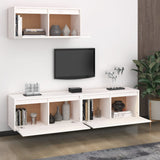 NNEVL TV Cabinets 3 pcs White Solid Wood Pine
