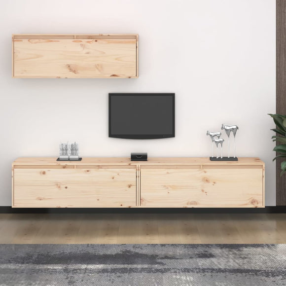 NNEVL TV Cabinets 3 pcs Solid Wood Pine