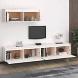 NNEVL TV Cabinets 3 pcs White Solid Wood Pine