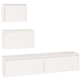 NNEVL TV Cabinets 4 pcs White Solid Wood Pine