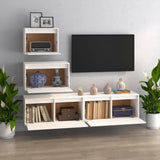 NNEVL TV Cabinets 4 pcs White Solid Wood Pine