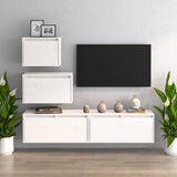 NNEVL TV Cabinets 4 pcs White Solid Wood Pine