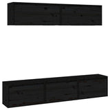 NNEVL TV Cabinets 5 pcs Black Solid Wood Pine