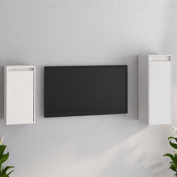 NNEVL TV Cabinets 2 pcs White Solid Wood Pine