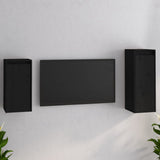 NNEVL TV Cabinets 2 pcs Black Solid Wood Pine