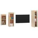 NNEVL TV Cabinets 3 pcs Solid Wood Pine