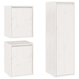 NNEVL TV Cabinets 3 pcs White Solid Wood Pine