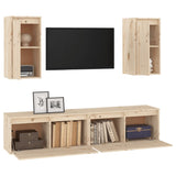 NNEVL TV Cabinets 4 pcs Solid Wood Pine