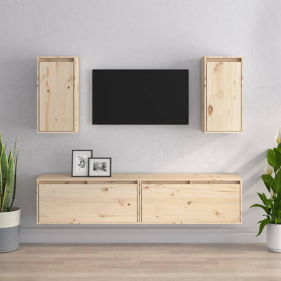 NNEVL TV Cabinets 4 pcs Solid Wood Pine