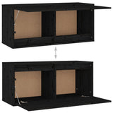 NNEVL TV Cabinets 4 pcs Black Solid Wood Pine