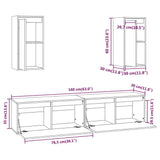 NNEVL TV Cabinets 4 pcs Black Solid Wood Pine