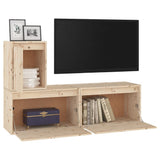 NNEVL TV Cabinets 3 pcs Solid Wood Pine