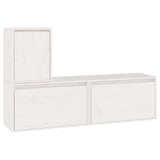 NNEVL TV Cabinets 3 pcs White Solid Wood Pine