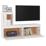 NNEVL TV Cabinets 3 pcs White Solid Wood Pine
