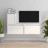 NNEVL TV Cabinets 3 pcs White Solid Wood Pine