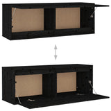 NNEVL TV Cabinets 4 pcs Black Solid Wood Pine
