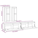 NNEVL TV Cabinets 4 pcs Black Solid Wood Pine