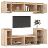 NNEVL TV Cabinets 6 pcs Solid Wood Pine