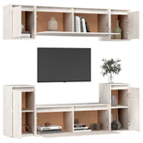 NNEVL TV Cabinets 6 pcs White Solid Wood Pine