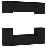 NNEVL TV Cabinets 6 pcs Black Solid Wood Pine