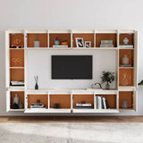 NNEVL TV Cabinets 8 pcs White Solid Wood Pine