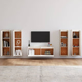 NNEVL TV Cabinets 5 pcs White Solid Wood Pine