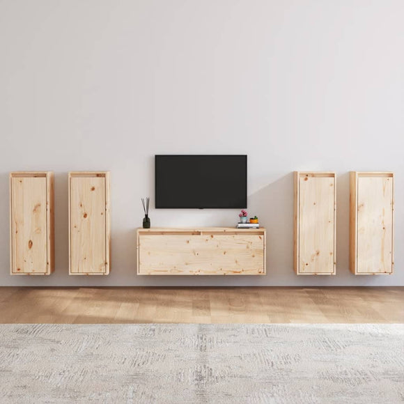 NNEVL TV Cabinets 5 pcs Solid Wood Pine