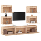NNEVL TV Cabinets 7 pcs Solid Wood Pine