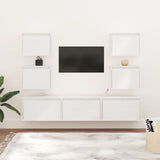 NNEVL TV Cabinets 7 pcs White Solid Wood Pine