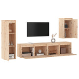 NNEVL TV Cabinets 4 pcs Solid Wood Pine