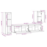 NNEVL TV Cabinets 4 pcs Black Solid Wood Pine