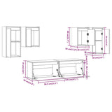 NNEVL TV Cabinets 6 pcs Black Solid Wood Pine