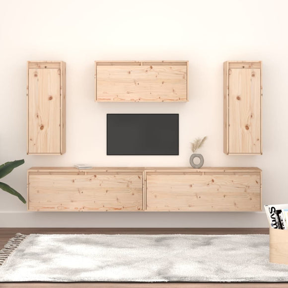 NNEVL TV Cabinets 5 pcs Solid Wood Pine
