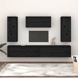 NNEVL TV Cabinets 5 pcs Black Solid Wood Pine