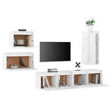 NNEVL TV Cabinets 5 pcs White Solid Wood Pine
