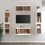 NNEVL TV Cabinets 6 pcs White Solid Wood Pine