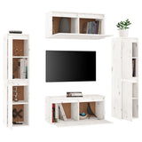 NNEVL TV Cabinets 6 pcs White Solid Wood Pine