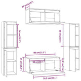 NNEVL TV Cabinets 6 pcs Black Solid Wood Pine