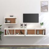 NNEVL TV Cabinets 3 pcs White Solid Wood Pine