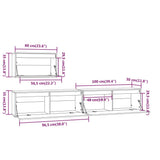 NNEVL TV Cabinets 3 pcs White Solid Wood Pine