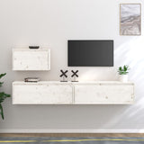 NNEVL TV Cabinets 3 pcs White Solid Wood Pine