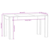 NNEVL Dining Table Grey Sonoma 140x74.5x76 cm Engineered Wood