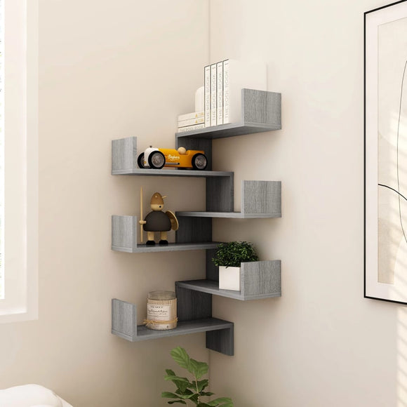 NNEVL Wall Corner Shelves 2 pcs Grey Sonoma 40x40x50 cm Engineered Wood