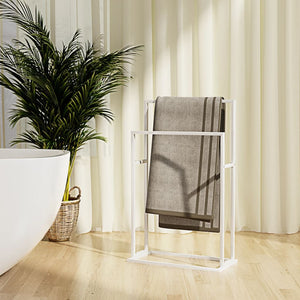 NNEVL Freestanding Towel Rack White 48x24x78.5 cm Iron