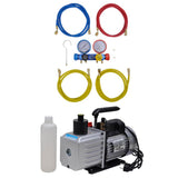 NNEVL Vacuum Pump with 4-way Manifold Gauge Set for Air Conditioning