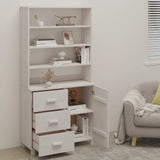 NNEVL Highboard Solid Wood Pine White